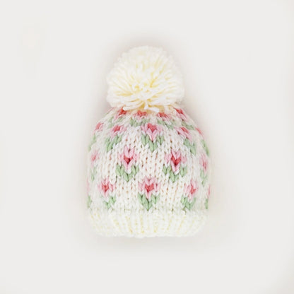Bitty Blooms White Beanie Hat