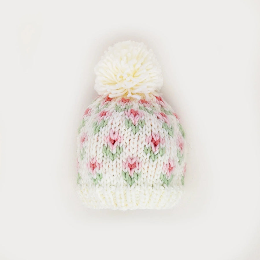 Bitty Blooms White Beanie Hat