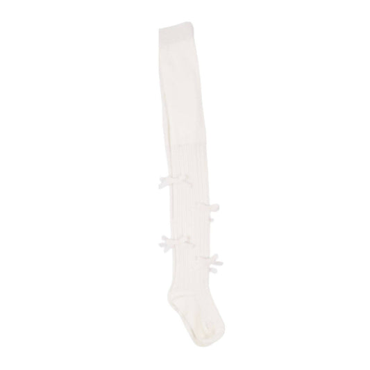 Sweet Wink - Ivory Velvet Mini Bow Tights - Holiday Accessories