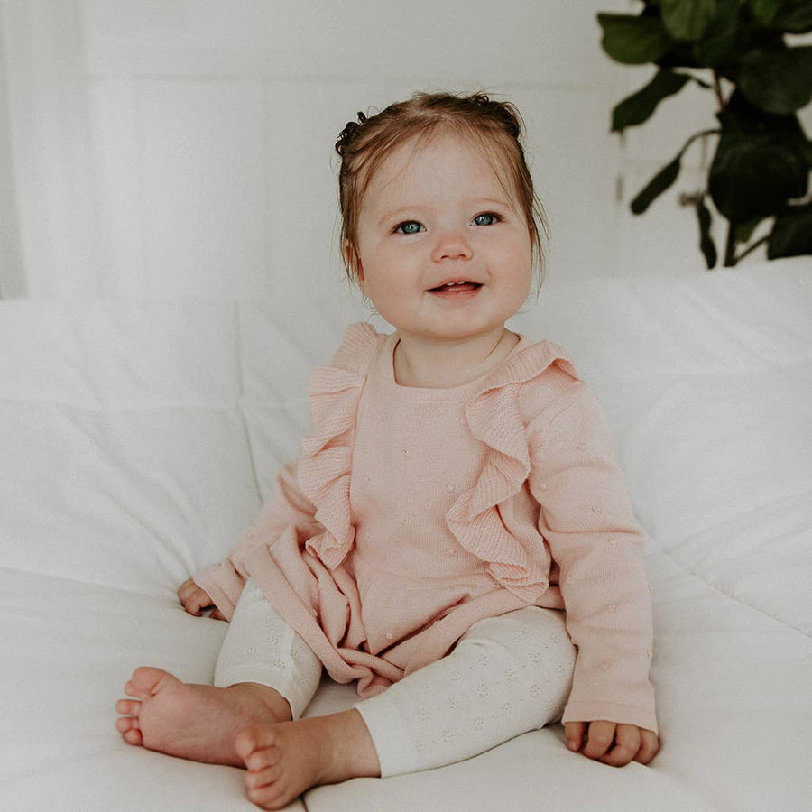 Viverano Organics - Milan Ruffle Bobble Baby Sweater Knit Dress (Organic Cotton)