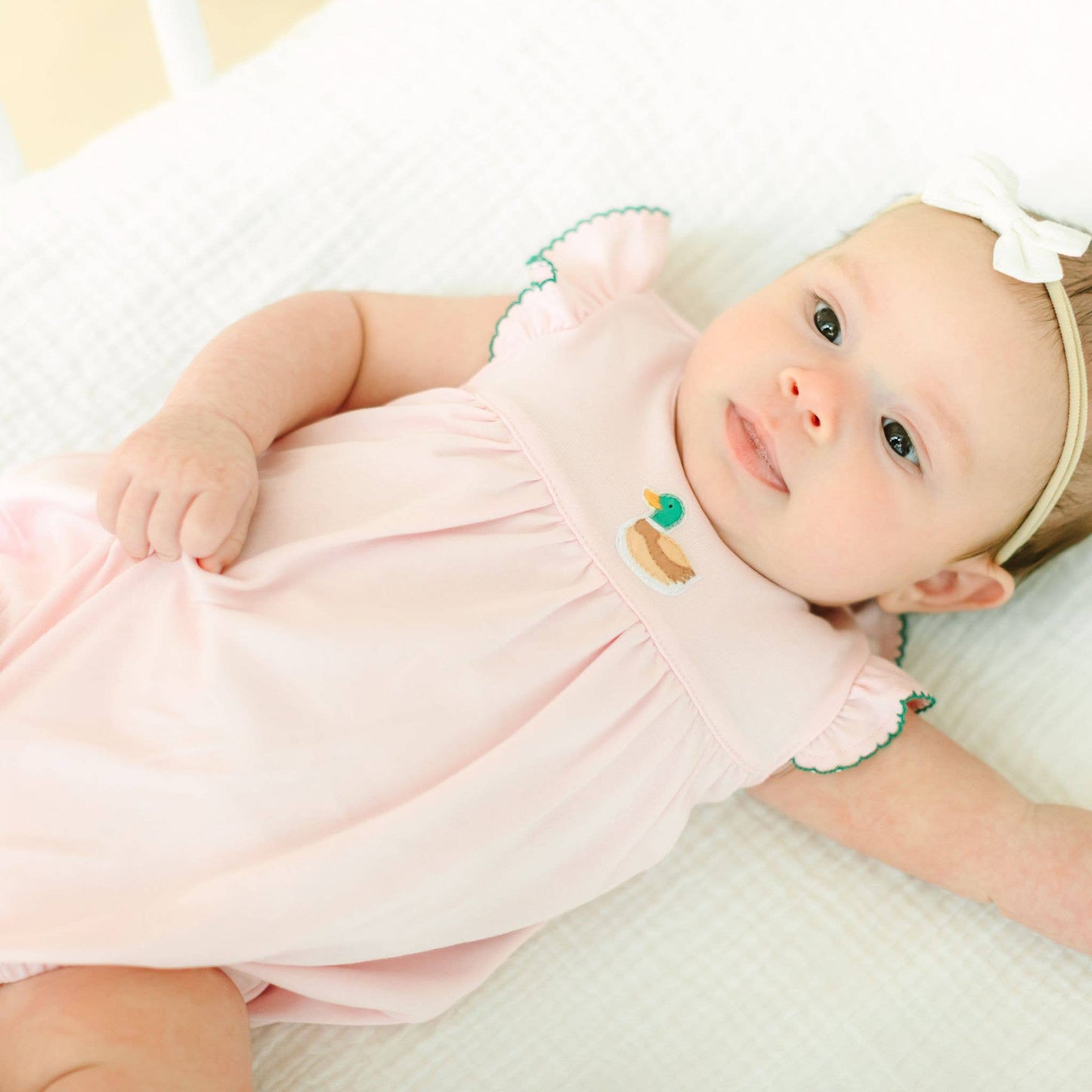 Magnolia Baby - Mini Mallard Embroidered Bubble - Pink