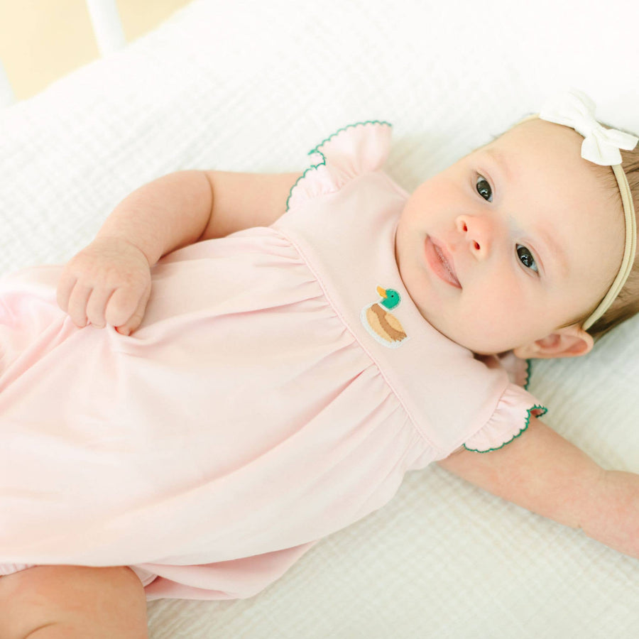 Magnolia Baby - Mini Mallard Embroidered Bubble - Pink