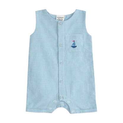 Viverano Organics - Nautical Embroidered Gingham Baby Romper (Organic)