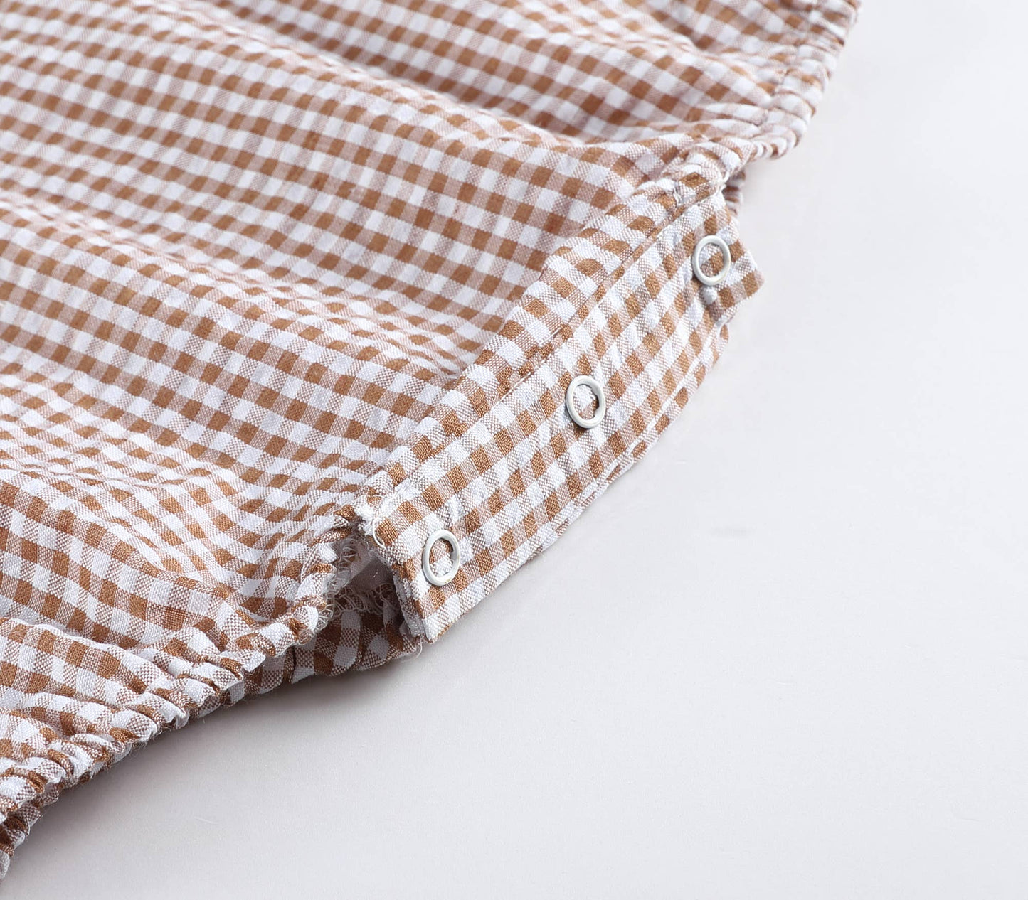Lil Cactus - Classic Brown Gingham Baby Bubble Romper