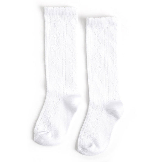 Little Stocking Co. - Scalloped Fancy Knee High Socks - White