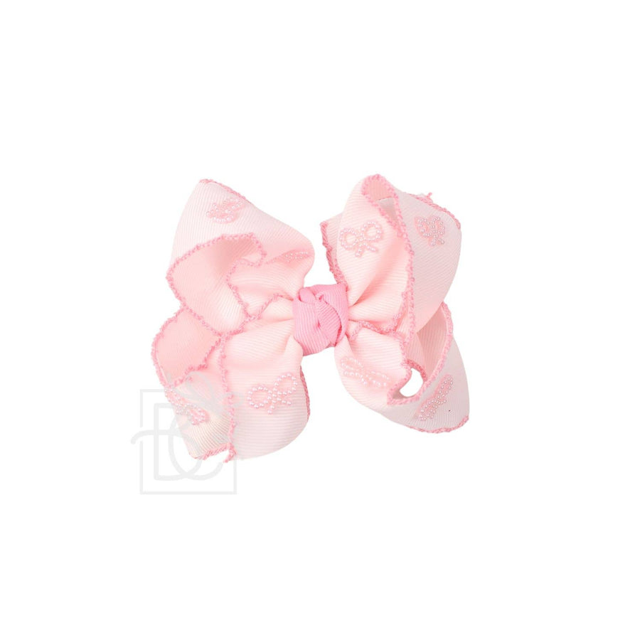 CROCHET EDGE BOW WITH PEARL EMBELLISHED BOWS