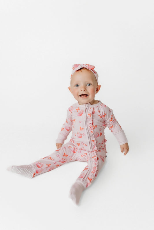 Cupcakes and Bows Ruffle Bamboo Onesie