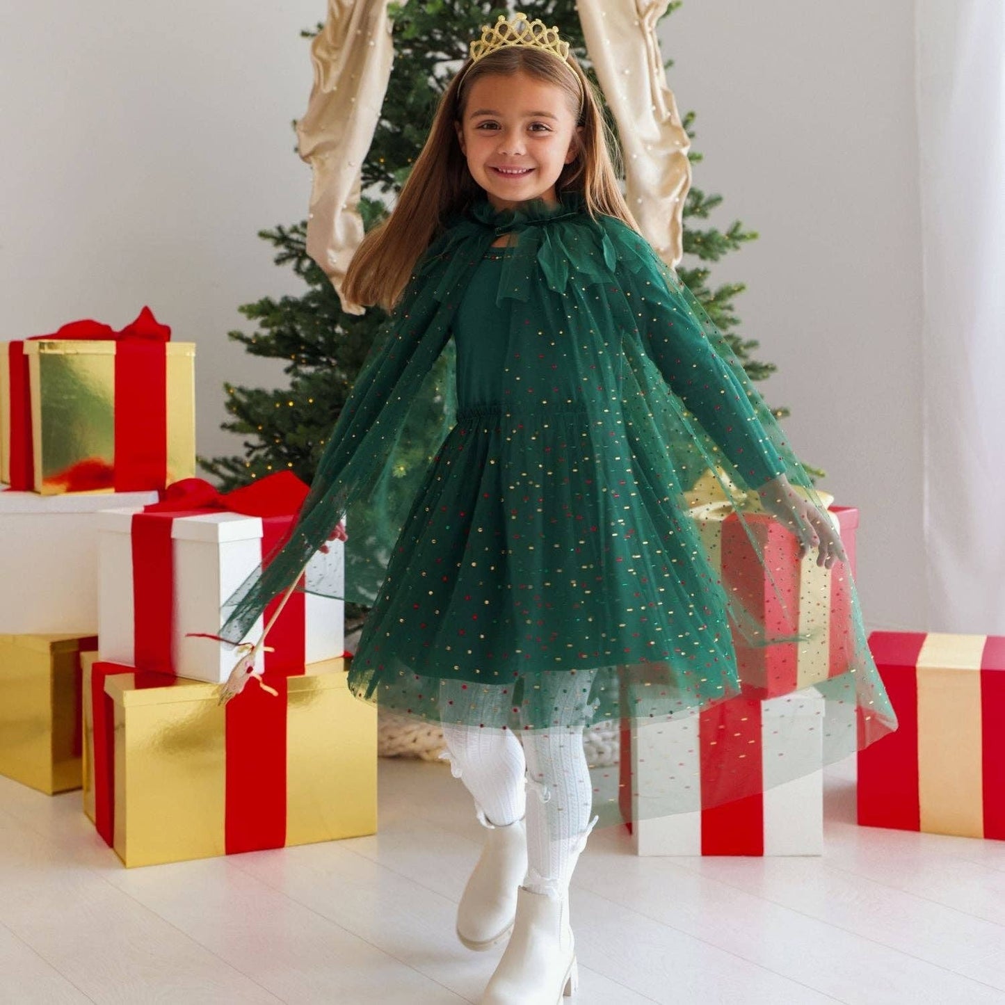 Sweet Wink - Ivory Velvet Mini Bow Tights - Holiday Accessories