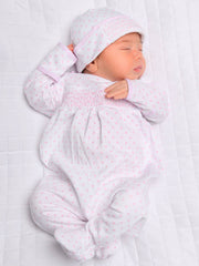 Magnolia Baby - Gingham Dots Smocked Footie - Pink