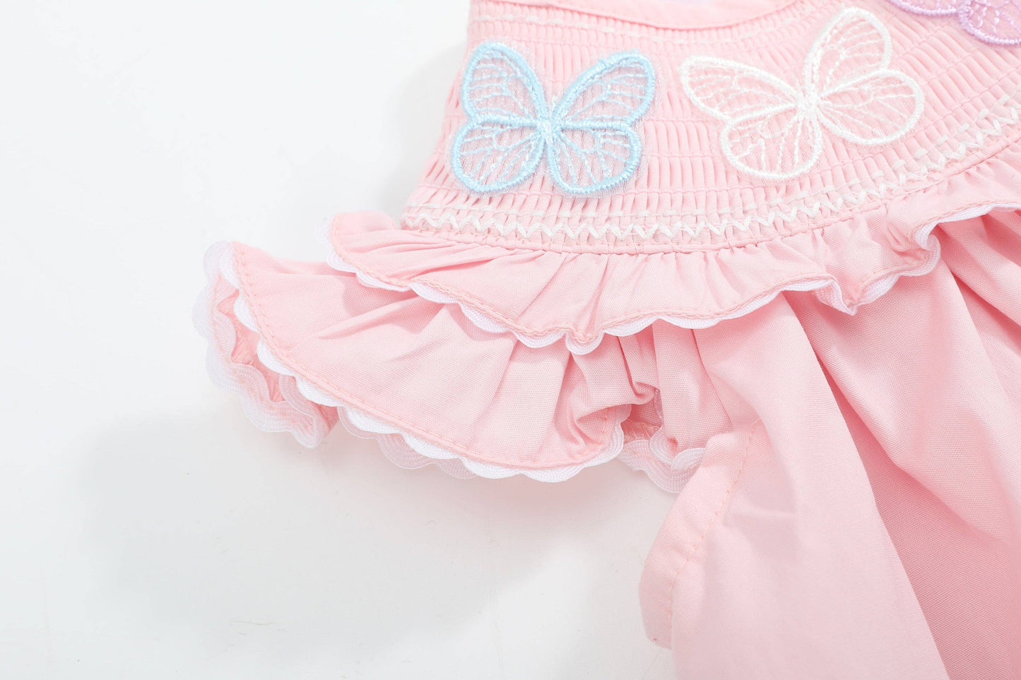 Lil Cactus - Pink Butterflies Smocked Bishop Dress