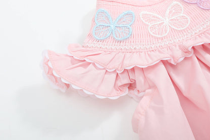 Lil Cactus - Pink Butterflies Smocked Bishop Dress