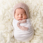 Newborn Baby Pink Angora Knit Bonnet
