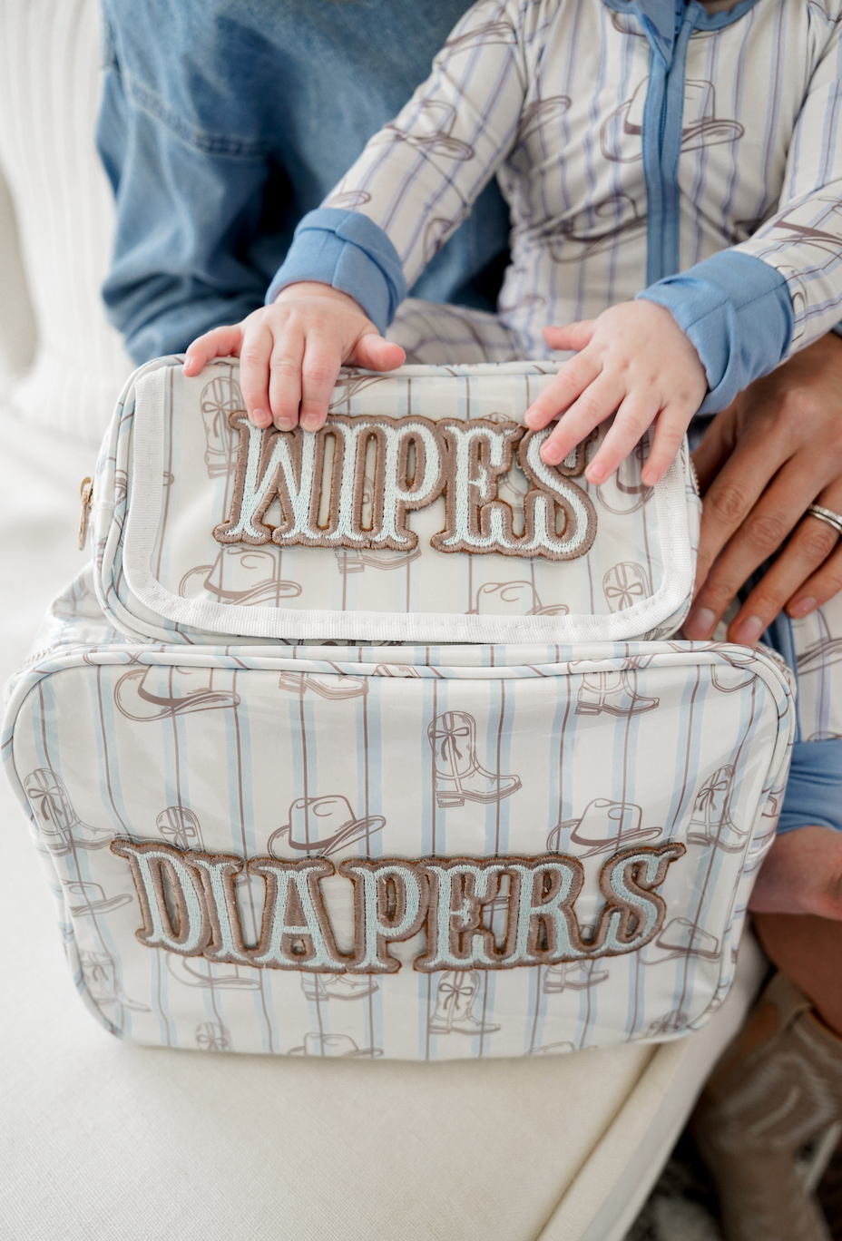 KENZKUSTOMZ - Diapers XL - Western Blues Clear Coat Bag