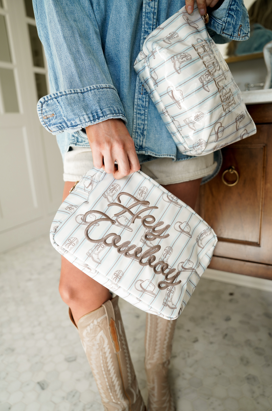 KENZKUSTOMZ - Hey Cowboy - Western Blues Striped XL Bag 