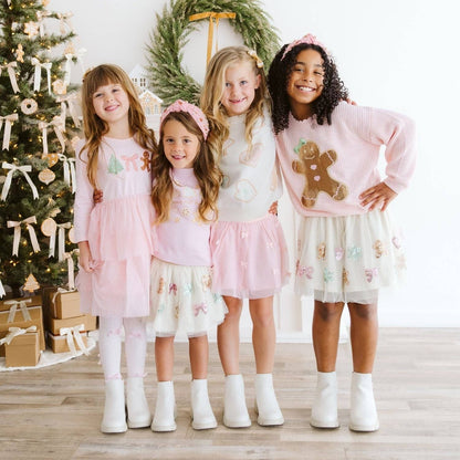 Sweet Wink - Gingerbread Sequin Patch Christmas Sweater - Kids Clothing