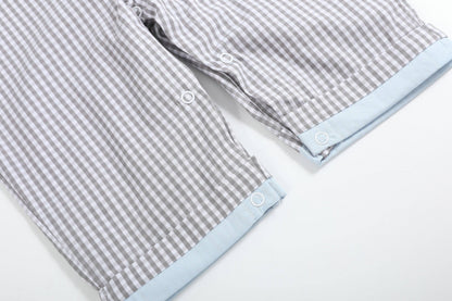 Lil Cactus - Light Gray Mallard Smocked Overalls