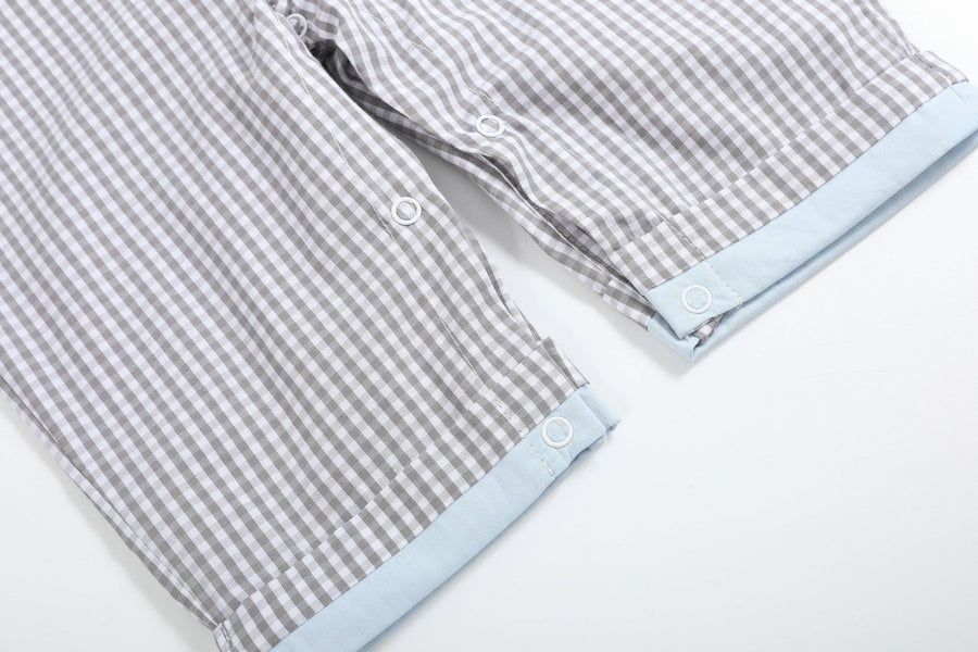 Lil Cactus - Light Gray Mallard Smocked Overalls