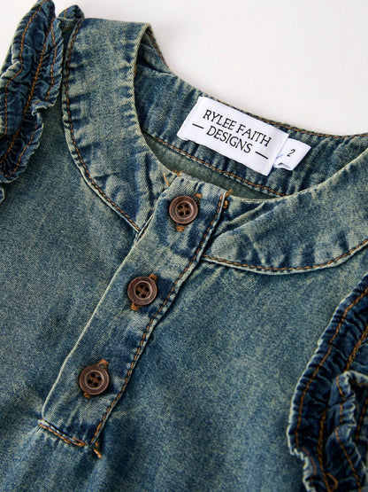 Rylee Faith Designs - Vintage Denim Ruffle Dress