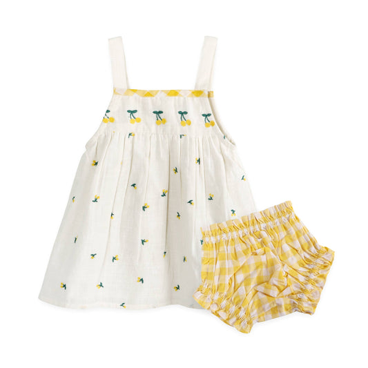 Viverano Organics - Lulu Embroidered Baby Dress + Bloomer (Organic)