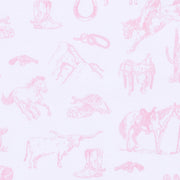 Magnolia Baby - Wild West Toile Gathered Gown - Pink