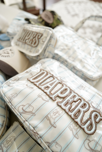 KENZKUSTOMZ - Diapers XL - Western Blues Clear Coat Bag