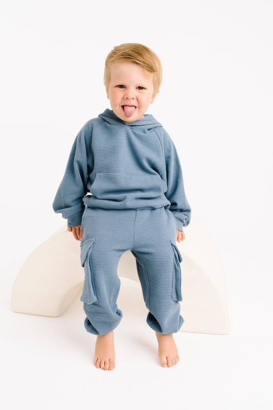 Little One Shop - Dusty Blue Waffle Cargo Set