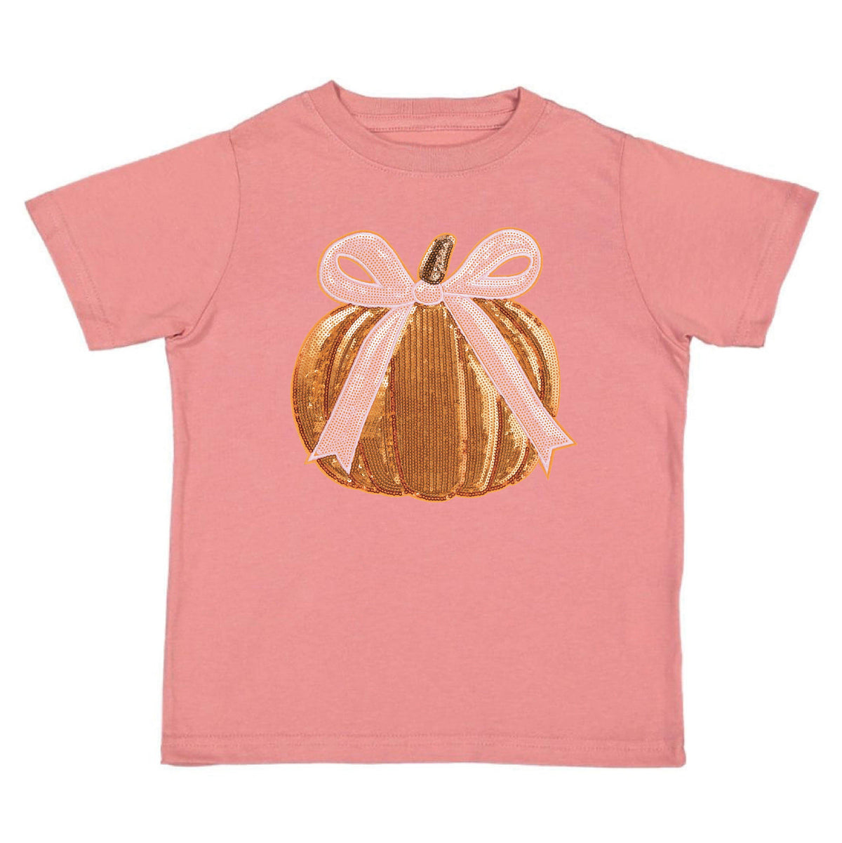 Sweet Wink - Coquette Pumpkin Sequin Patch Short Sleeve T-Shirt - Kids