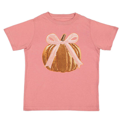 Sweet Wink - Coquette Pumpkin Sequin Patch Short Sleeve T-Shirt - Kids