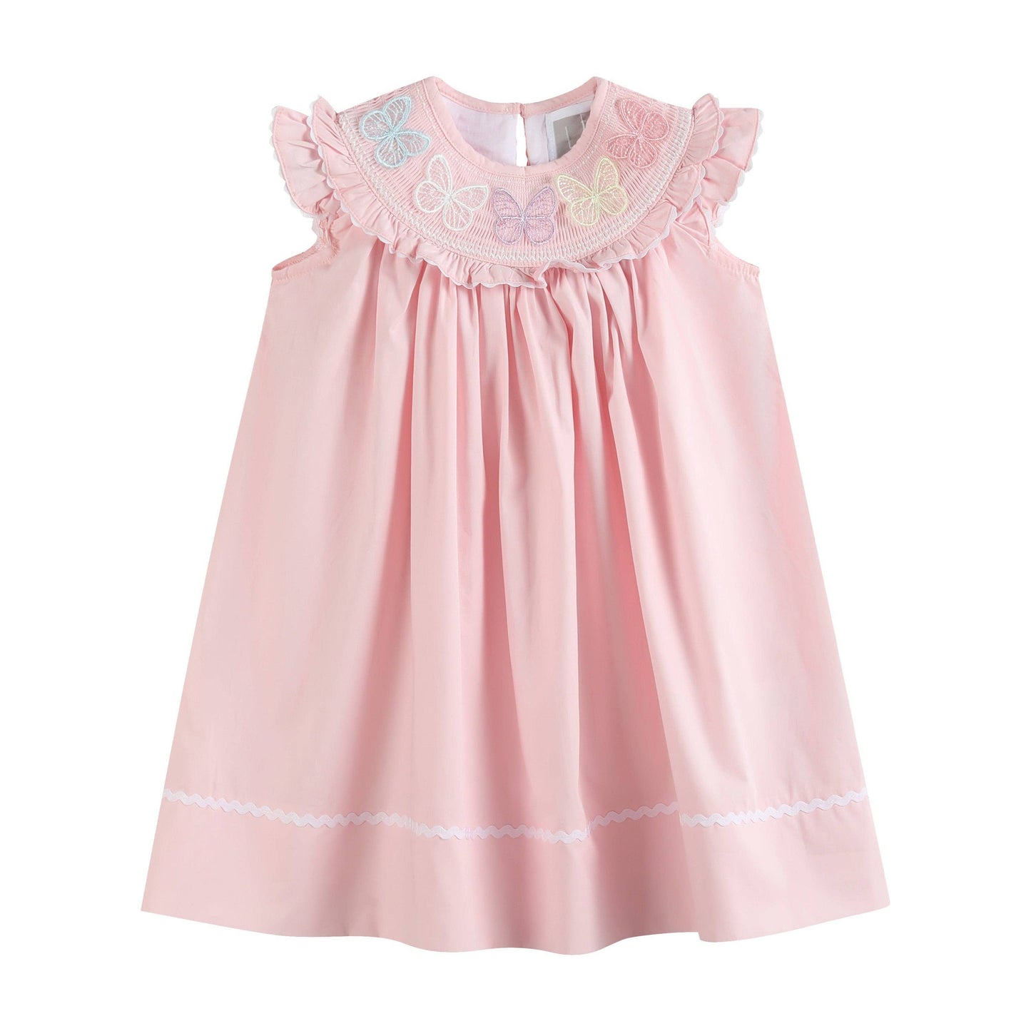 Lil Cactus - Pink Butterflies Smocked Bishop Dress