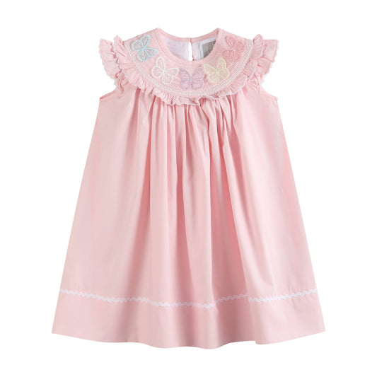 Lil Cactus - Pink Butterflies Smocked Bishop Dress