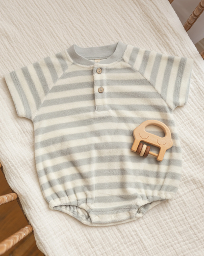 Quincy Mae - Terry Henley Romper Sky Stripe