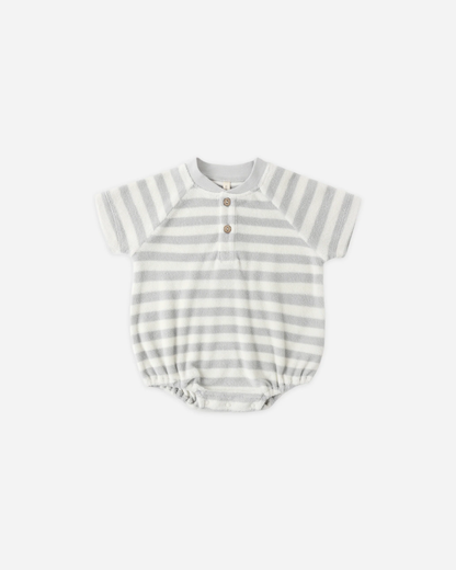 Quincy Mae - Terry Henley Romper Sky Stripe
