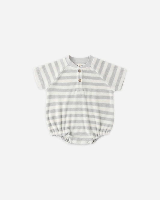 Quincy Mae - Terry Henley Romper Sky Stripe