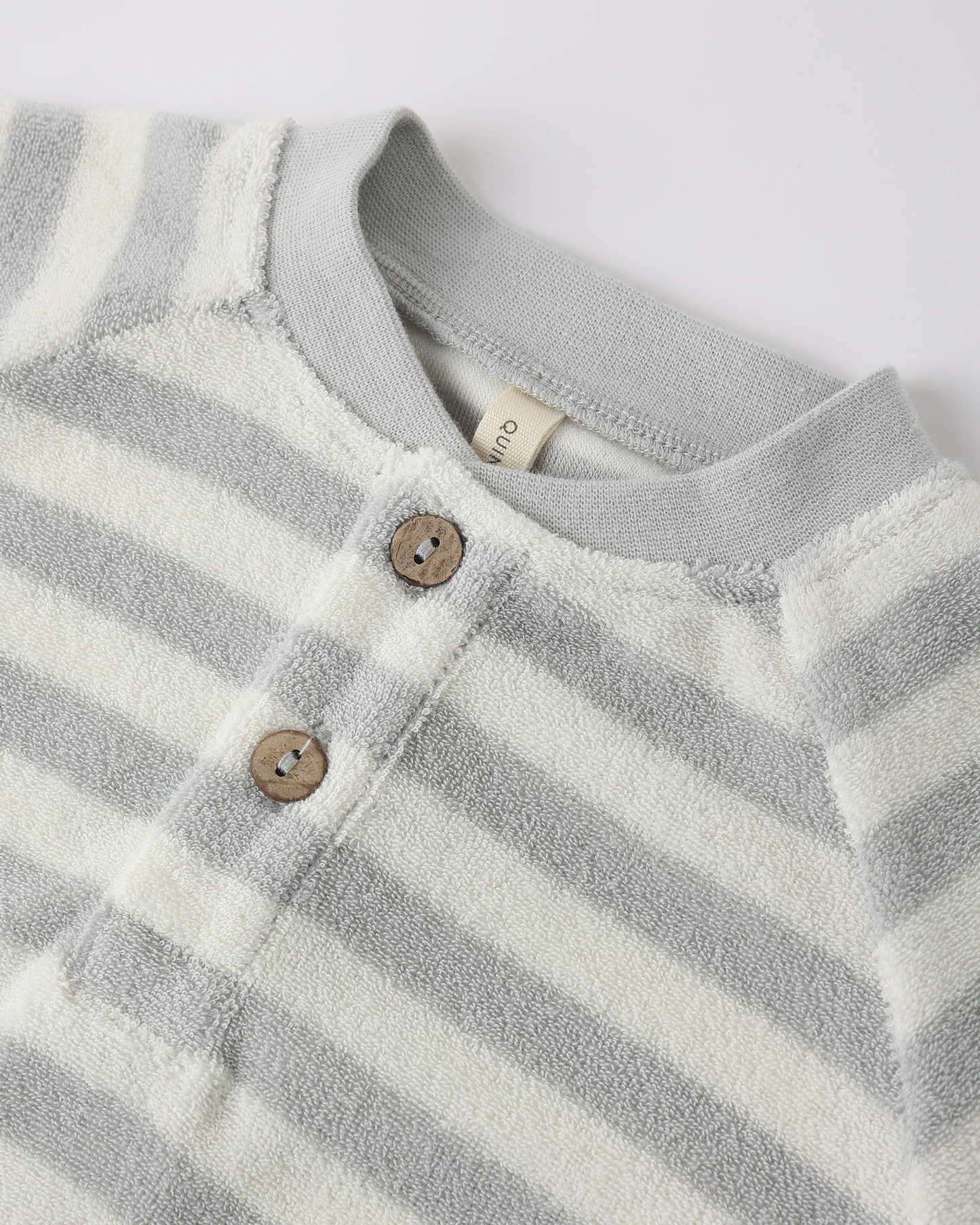 Quincy Mae - Terry Henley Romper Sky Stripe