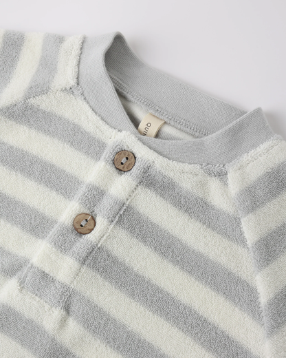 Quincy Mae - Terry Henley Romper Sky Stripe