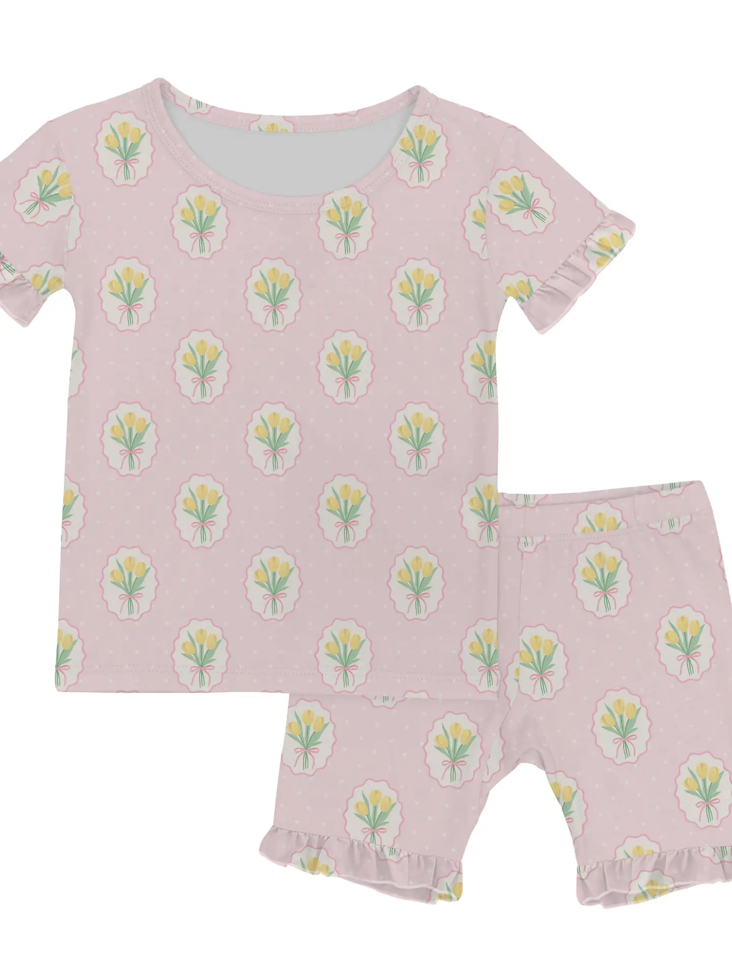 Goosies - Short Sleeve Pjs Fancy Tulips w/ Ruffles