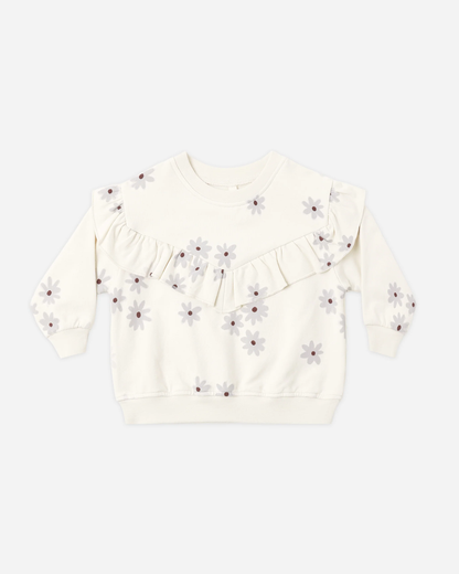 Quincy Mae - Ruffle Fleece Sweatshirt Blue Daisy