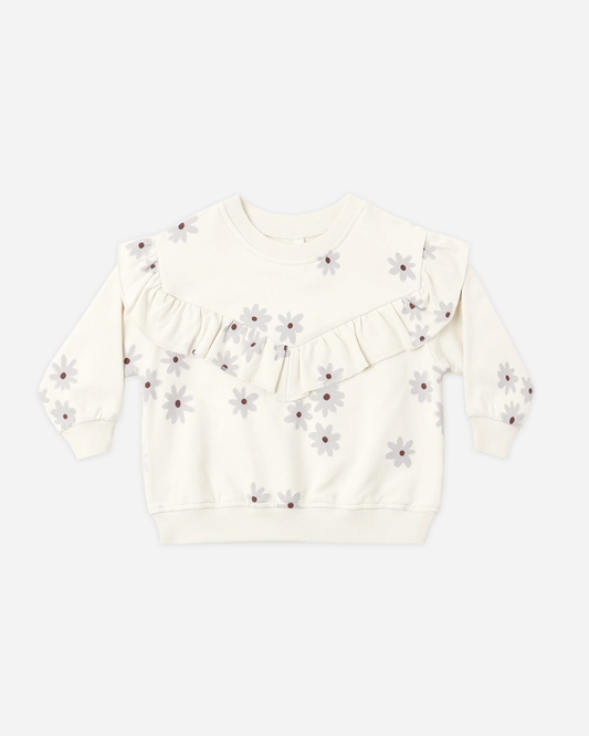 Quincy Mae - Ruffle Fleece Sweatshirt Blue Daisy