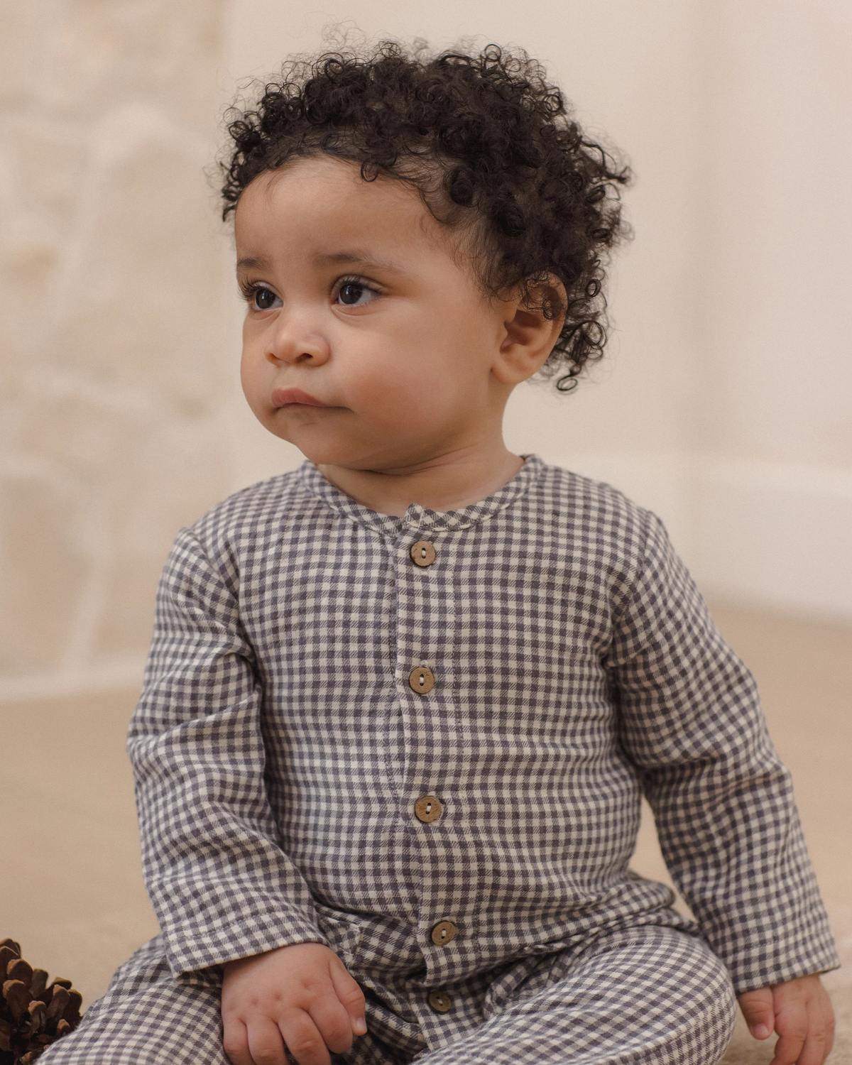 Quincy Mae - Pocketed Woven Jumpsuit Midnight Gingham