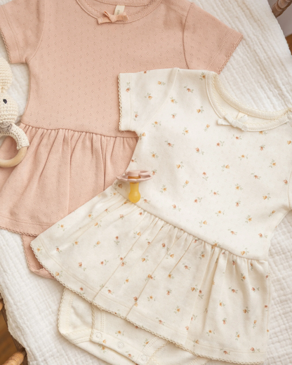 Quincy Mae - Pointelle Skirted Bodysuit Petit Fleur