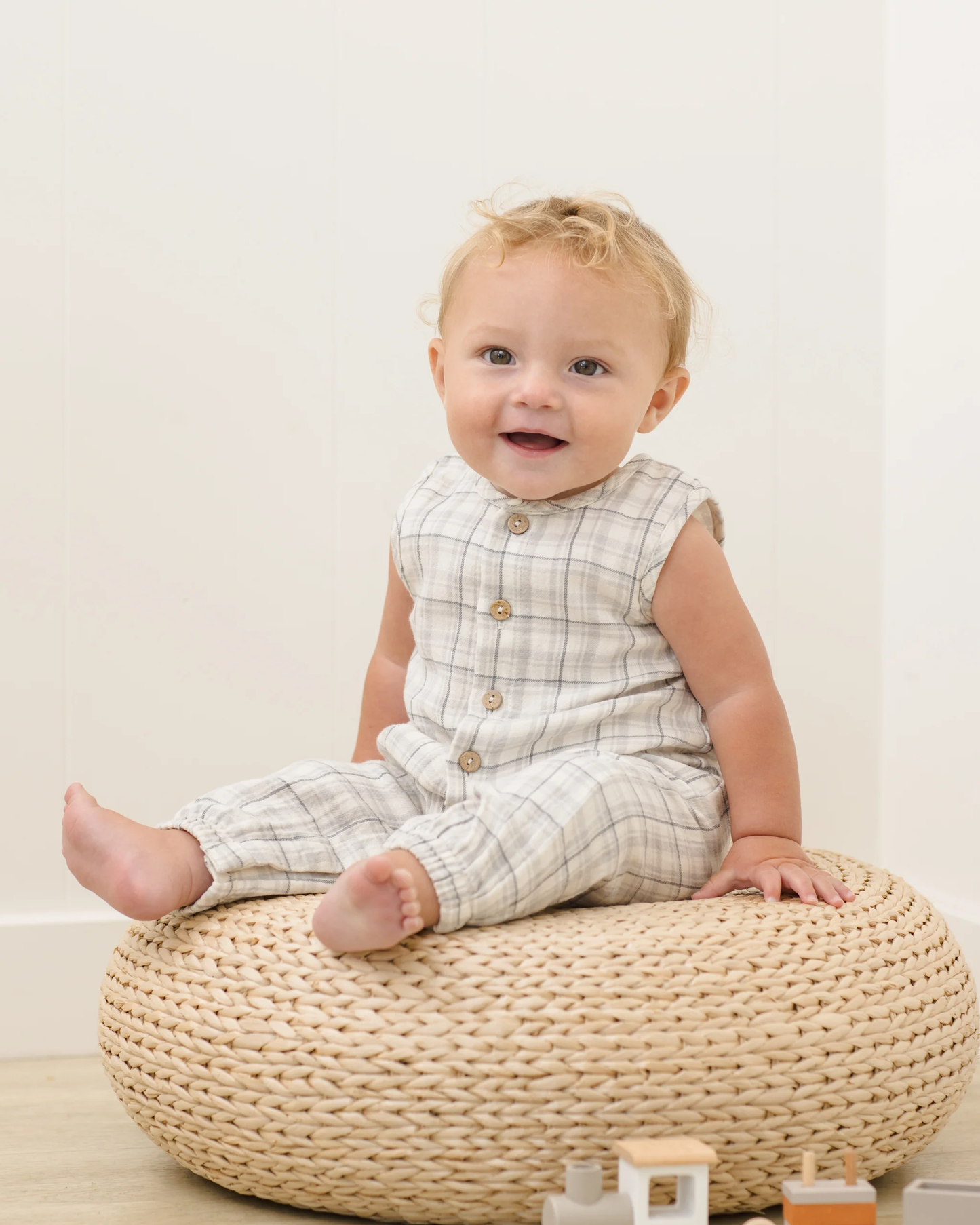 Quincy Mae - Woven Jumpsuit Blue Plaid