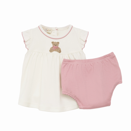 Magnolia Baby - Bear Hugs Ruffle Cover Set - Dusty Rose